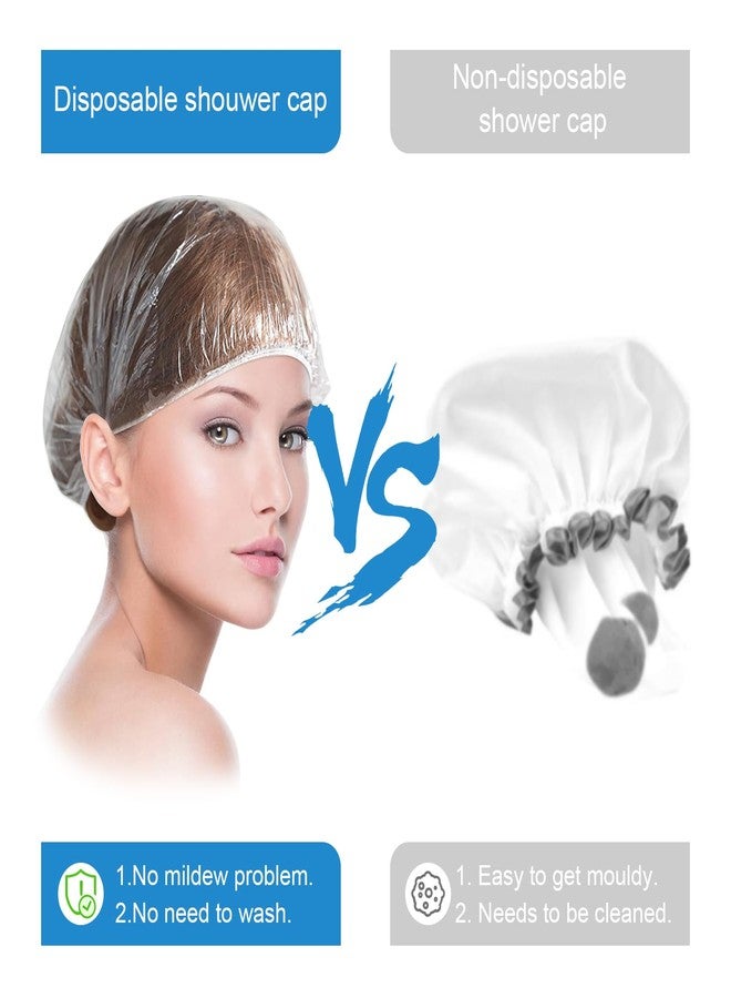 Lagincig 100PCS Shower Caps for Women Disposable, Large Shower Cap for Long Hair, Waterproof Plastic Shower Caps Disposable for Shower, Salon, Travel & Disposable Shower Caps for Sourdough - Image 3